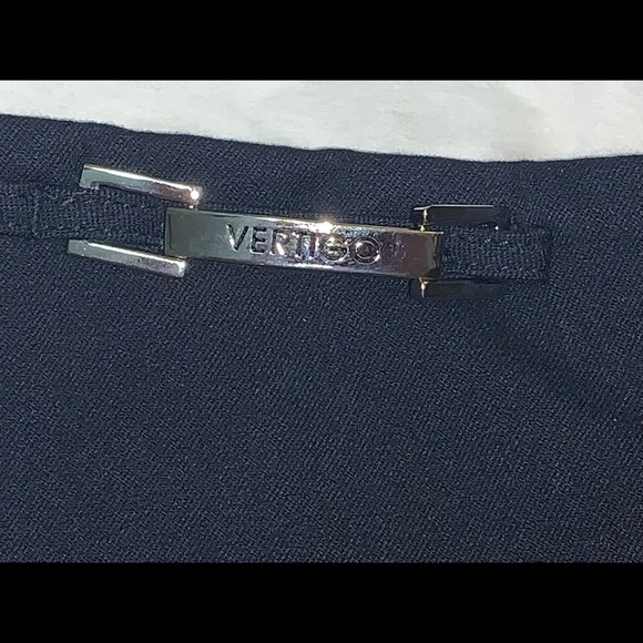 Vertigo Paris Navy Blue Dress Trousers with Silver Hardware Detailing (size 12P) - Picture 3 of 6